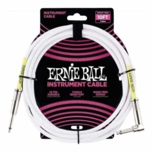 Ernie Ball 6049 10′ Straight/Angle Instrument Cable – 3m White