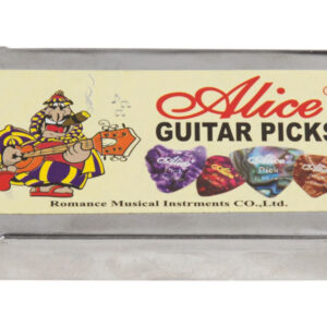 24x Alice Guitar Picks – Rectangle Tin – Various Colours and Sizes